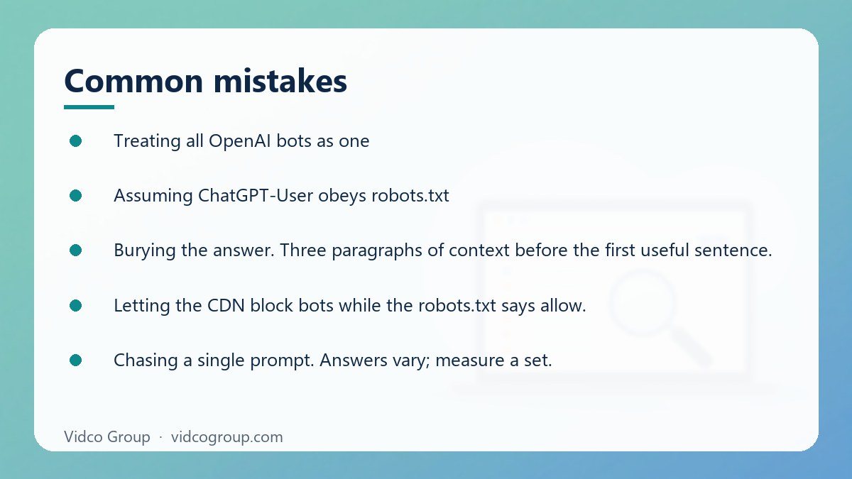 Checklist: Common mistakes