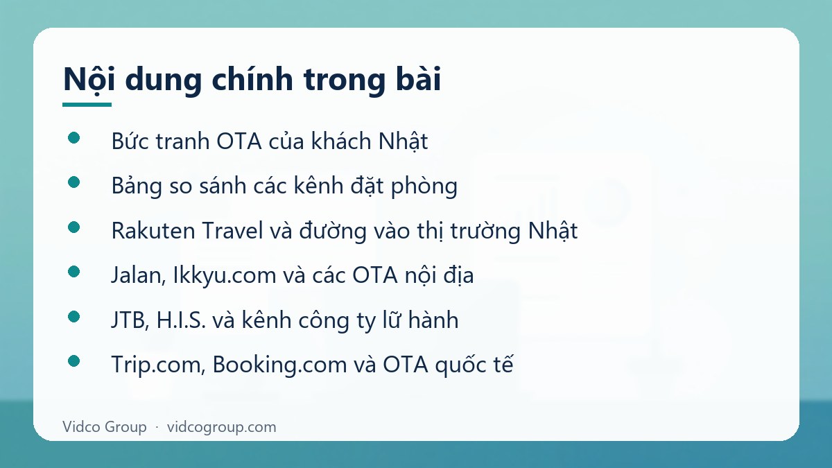 Nội dung chính: OTA Nhật và thanh toán cho khách Nhật tại Việt Nam