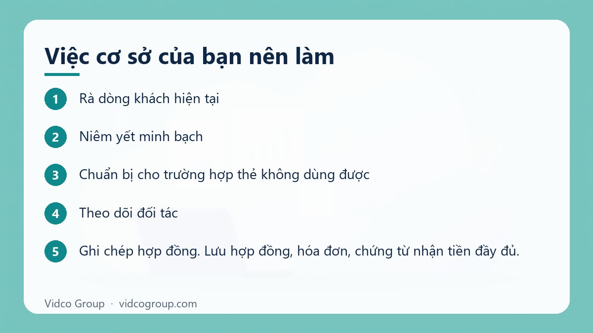 Các bước: Việc cơ sở của bạn nên làm