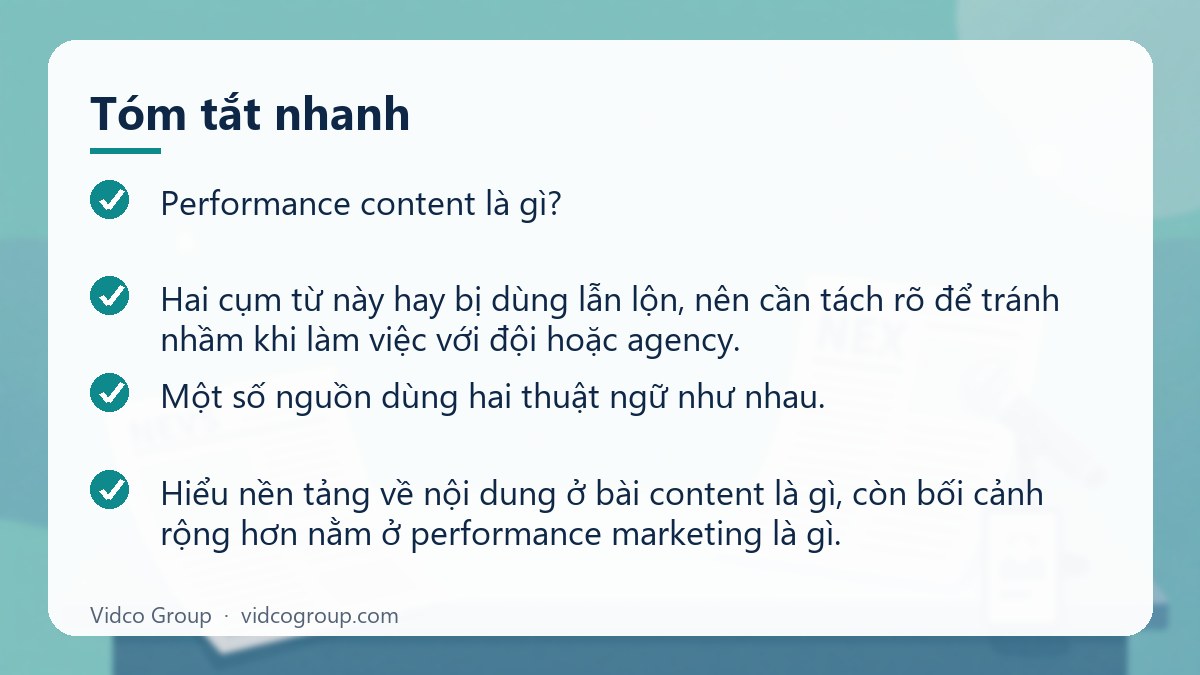 Tóm tắt nhanh: Performance content là gì