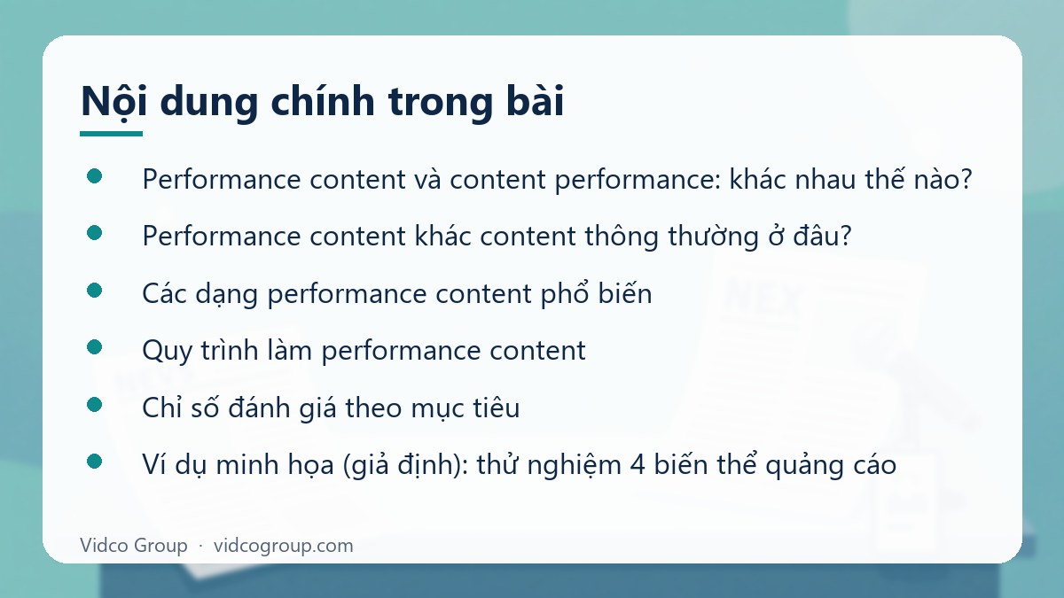 Nội dung chính: Performance content là gì