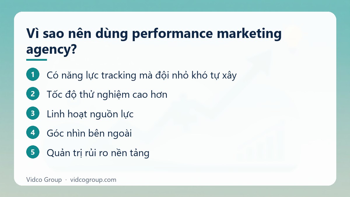 Các bước: Vì sao nên dùng performance marketing agency?