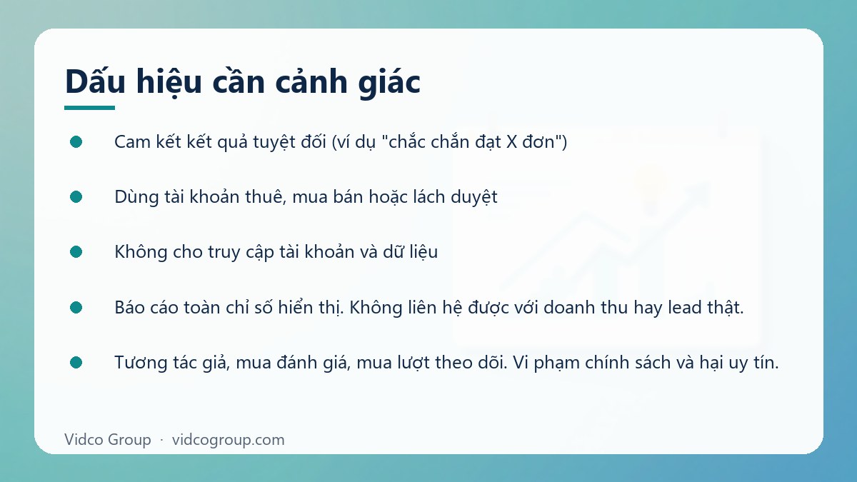 Danh sách: Dấu hiệu cần cảnh giác