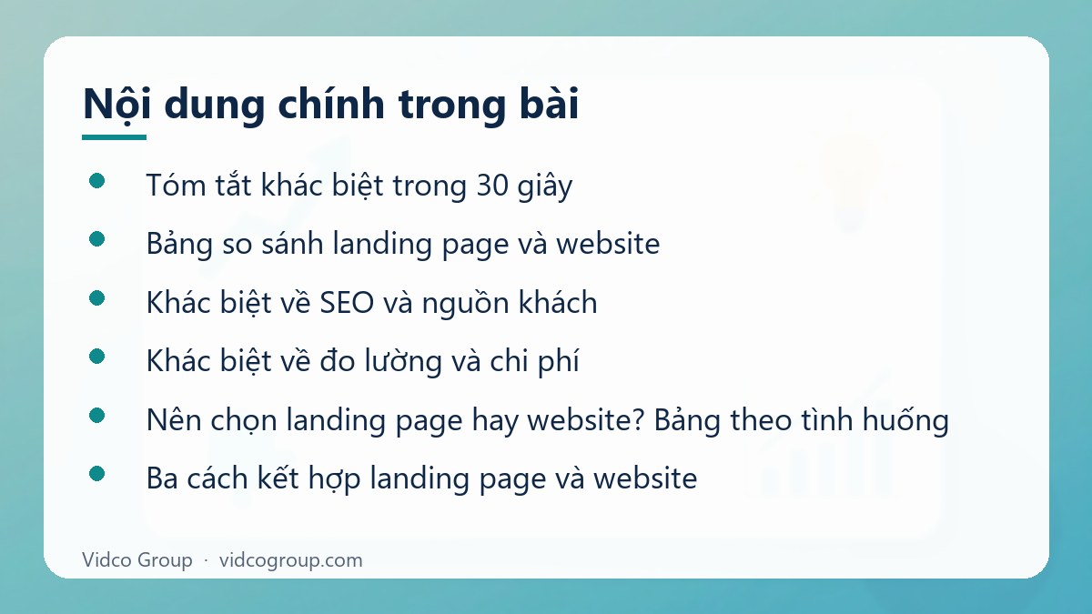 Nội dung chính: Landing Page Khác Gì Website