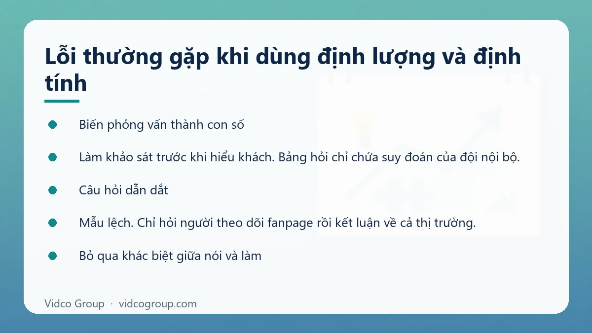 Danh sách: Lỗi thường gặp khi dùng định lượng và định tính