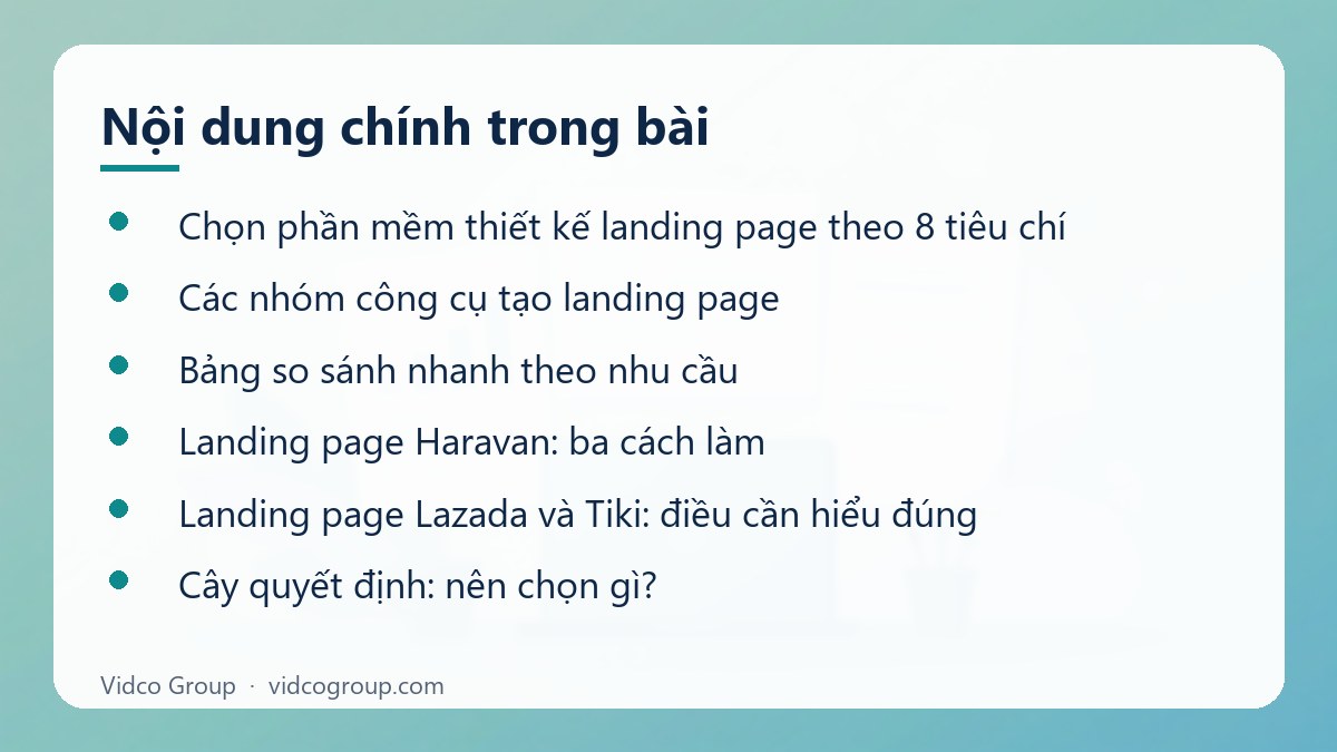 Nội dung chính: Phần mềm làm landing page