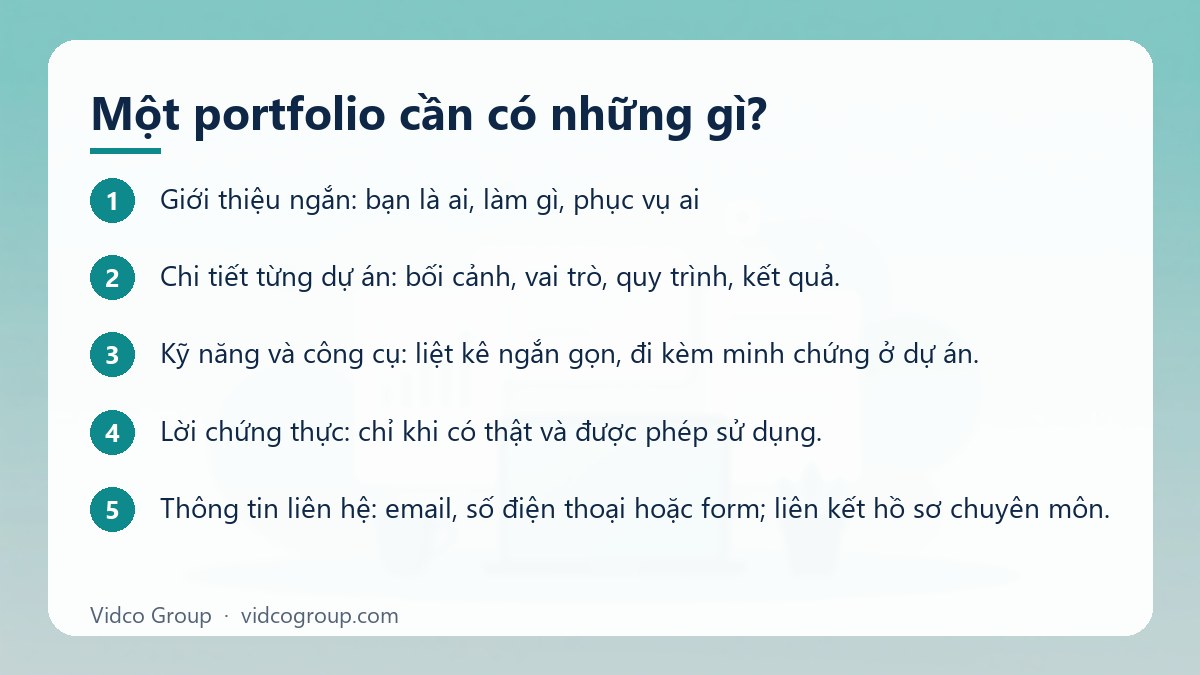 Các bước: Một portfolio cần có những gì?