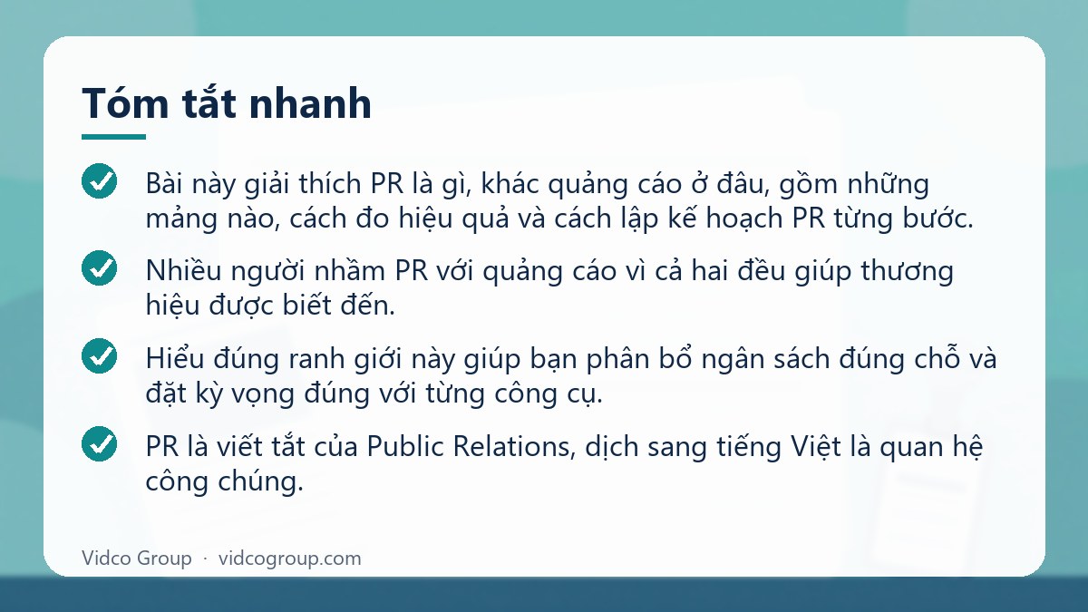 Tóm tắt nhanh: PR là gì