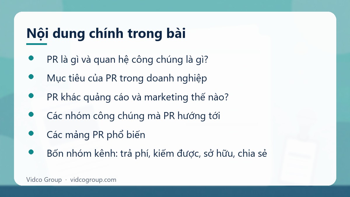 Nội dung chính: PR là gì