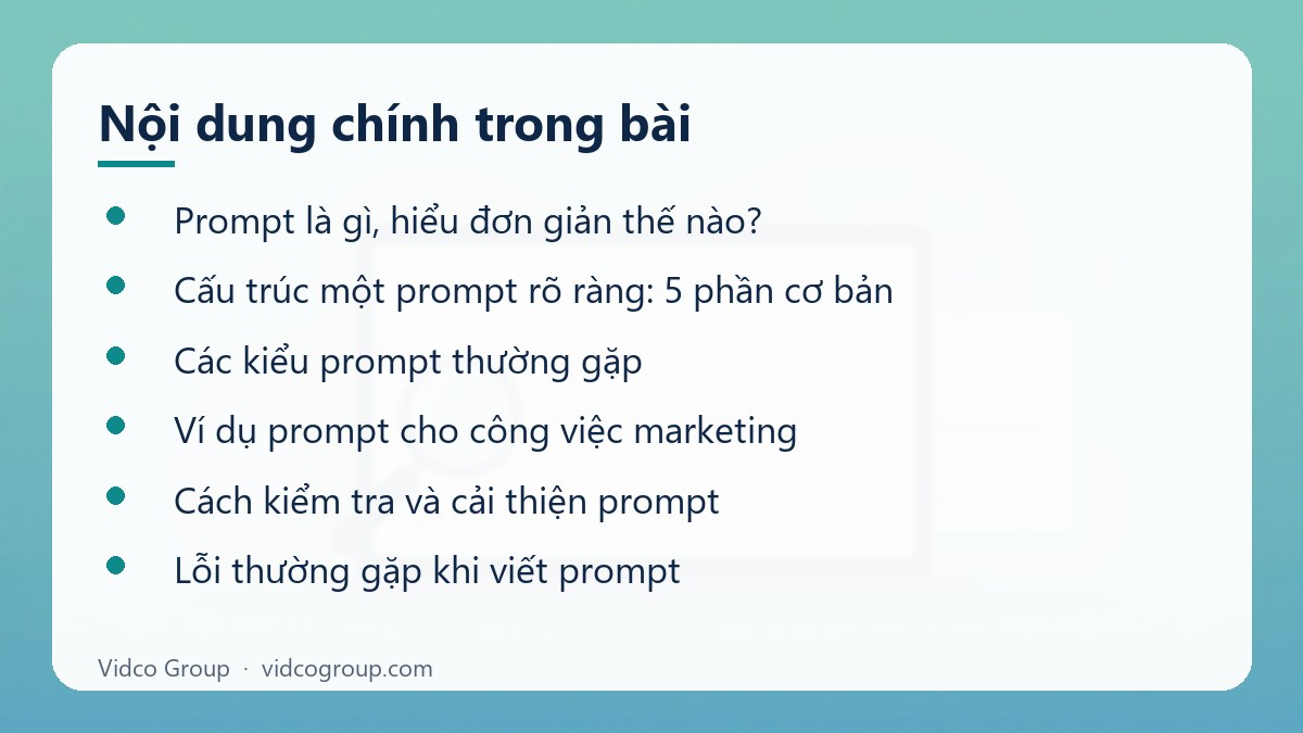 Nội dung chính: Prompt là gì