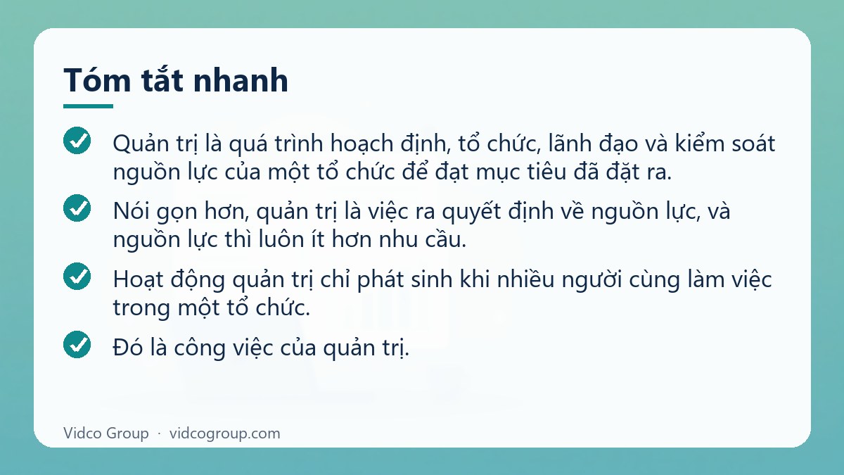 Tóm tắt nhanh: Quản Trị Là Gì