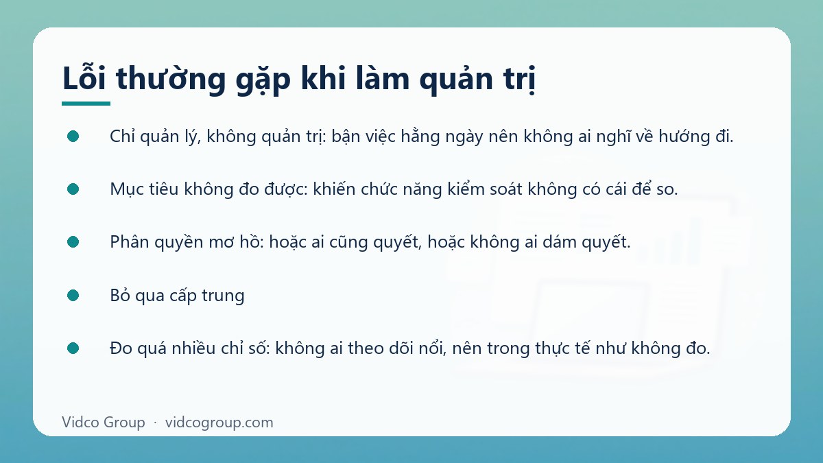 Danh sách: Lỗi thường gặp khi làm quản trị