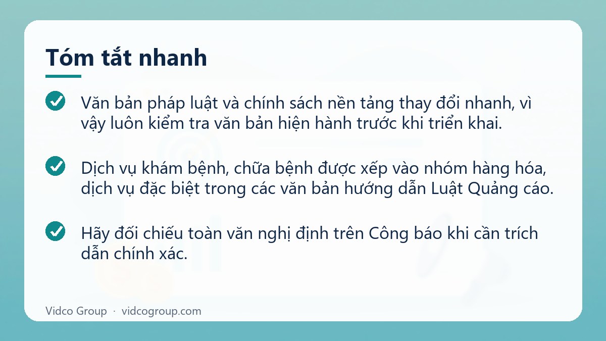 Tóm tắt nhanh: Quảng cáo dịch vụ y tế