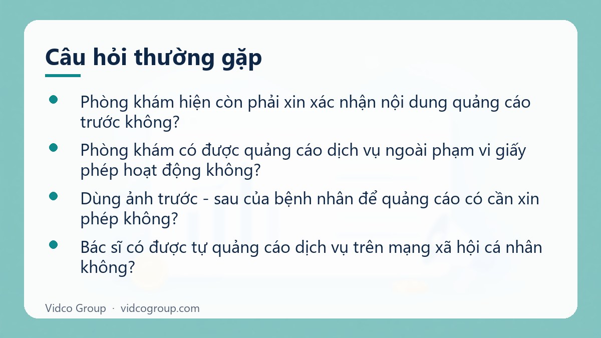 Một số câu hỏi thường gặp về Quảng cáo dịch vụ y tế