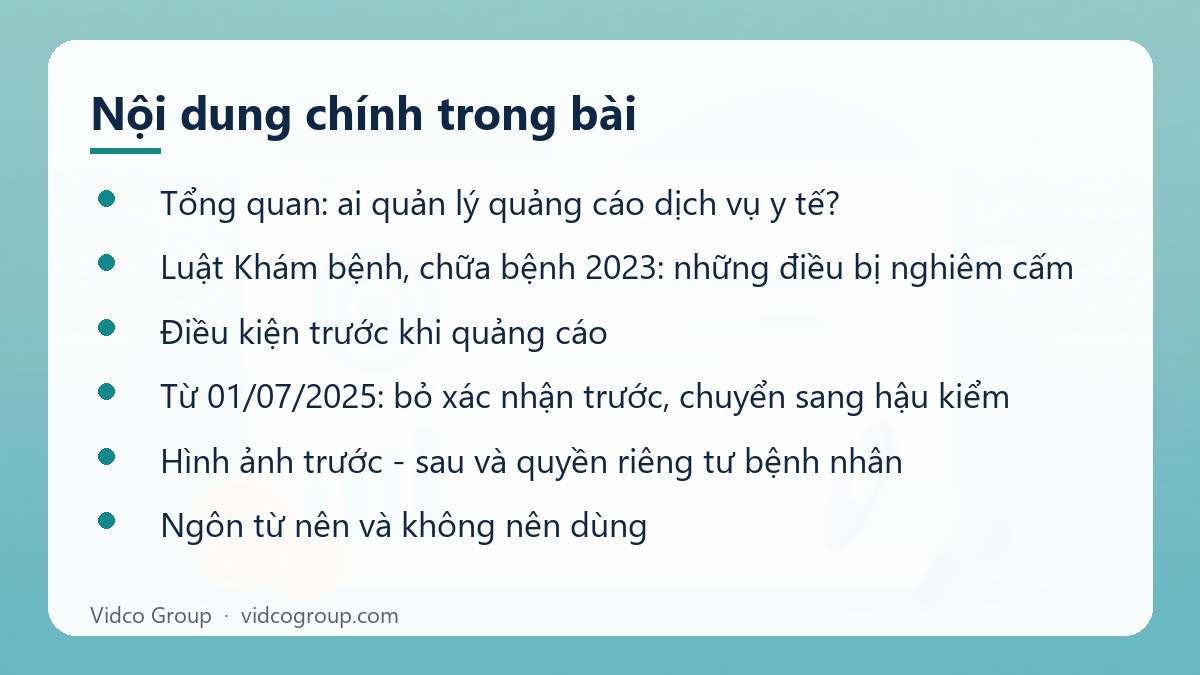 Nội dung chính: Quảng cáo dịch vụ y tế