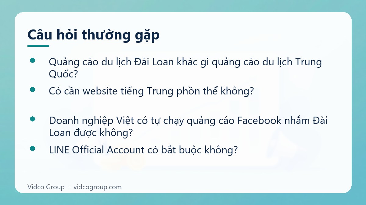 Một số câu hỏi thường gặp về Quảng cáo du lịch Đài Loan