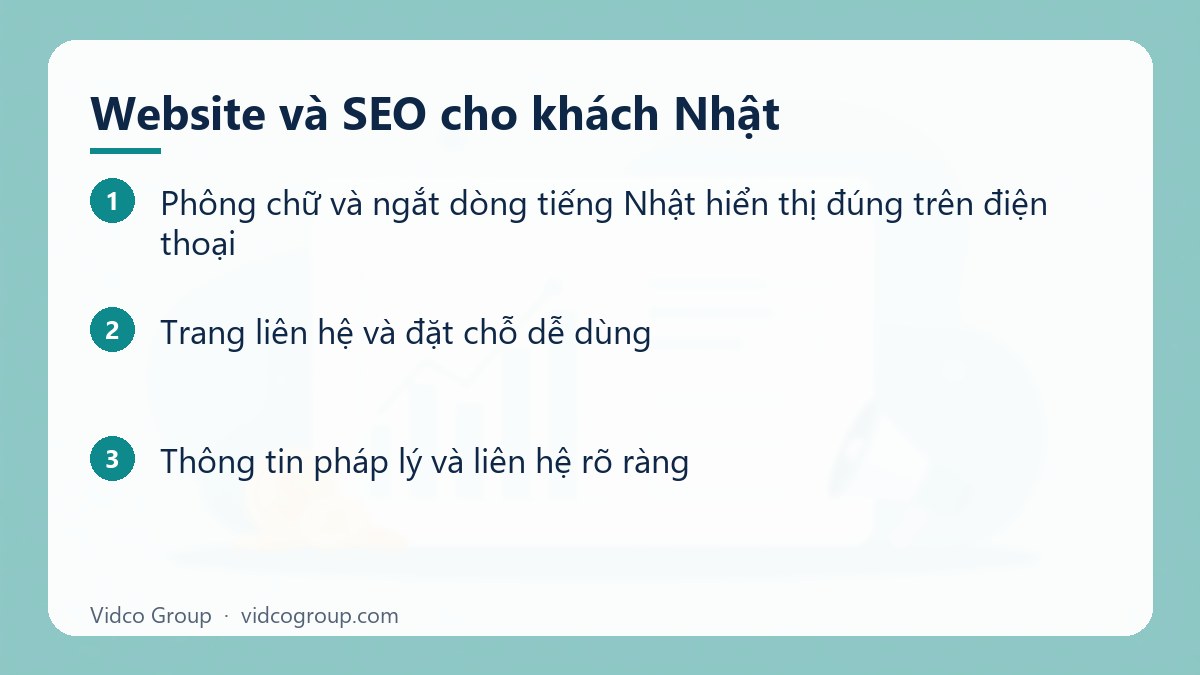 Các bước: Website và SEO cho khách Nhật