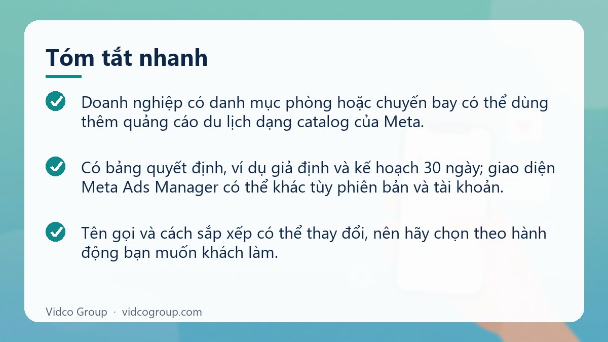 Tóm tắt nhanh: Quảng cáo du lịch trên Facebook