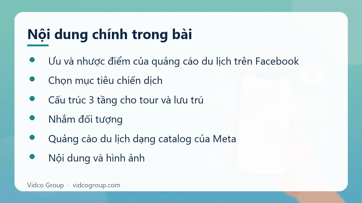 Nội dung chính: Quảng cáo du lịch trên Facebook