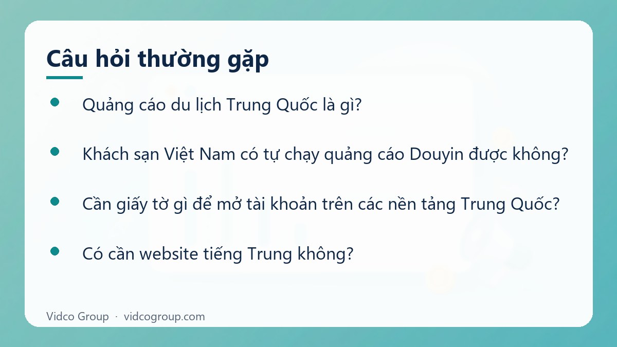 Một số câu hỏi thường gặp về Quảng cáo du lịch Trung Quốc