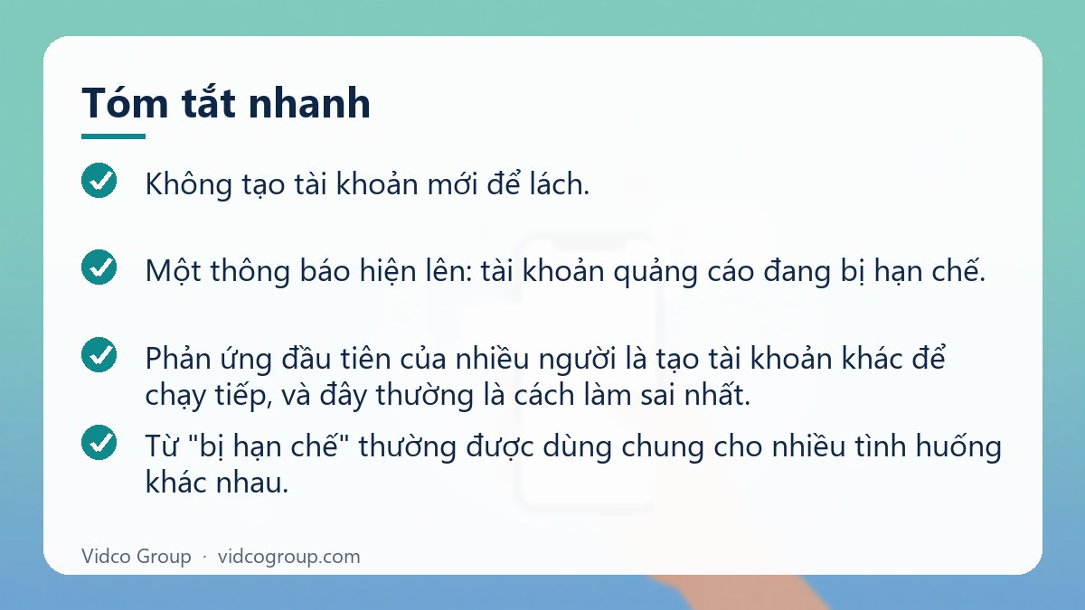Tóm tắt nhanh: Quảng cáo Facebook bị hạn chế