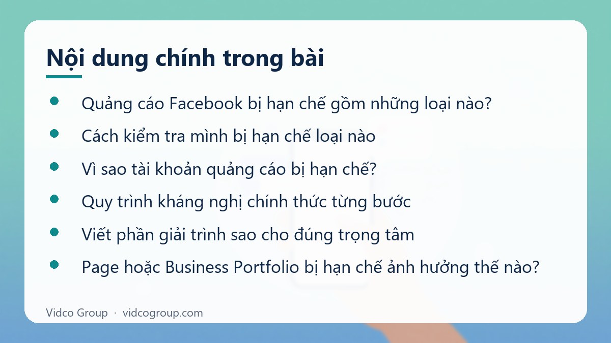Nội dung chính: Quảng cáo Facebook bị hạn chế