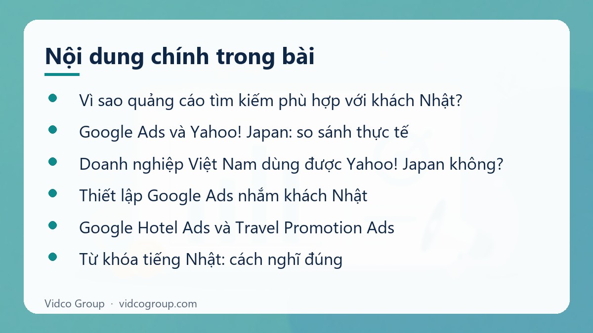Nội dung chính: Quảng cáo Google và Yahoo! Japan cho du lịch Nhật