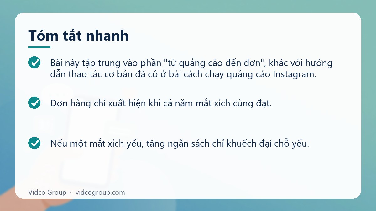 Tóm tắt nhanh: Chạy quảng cáo Instagram tăng đơn