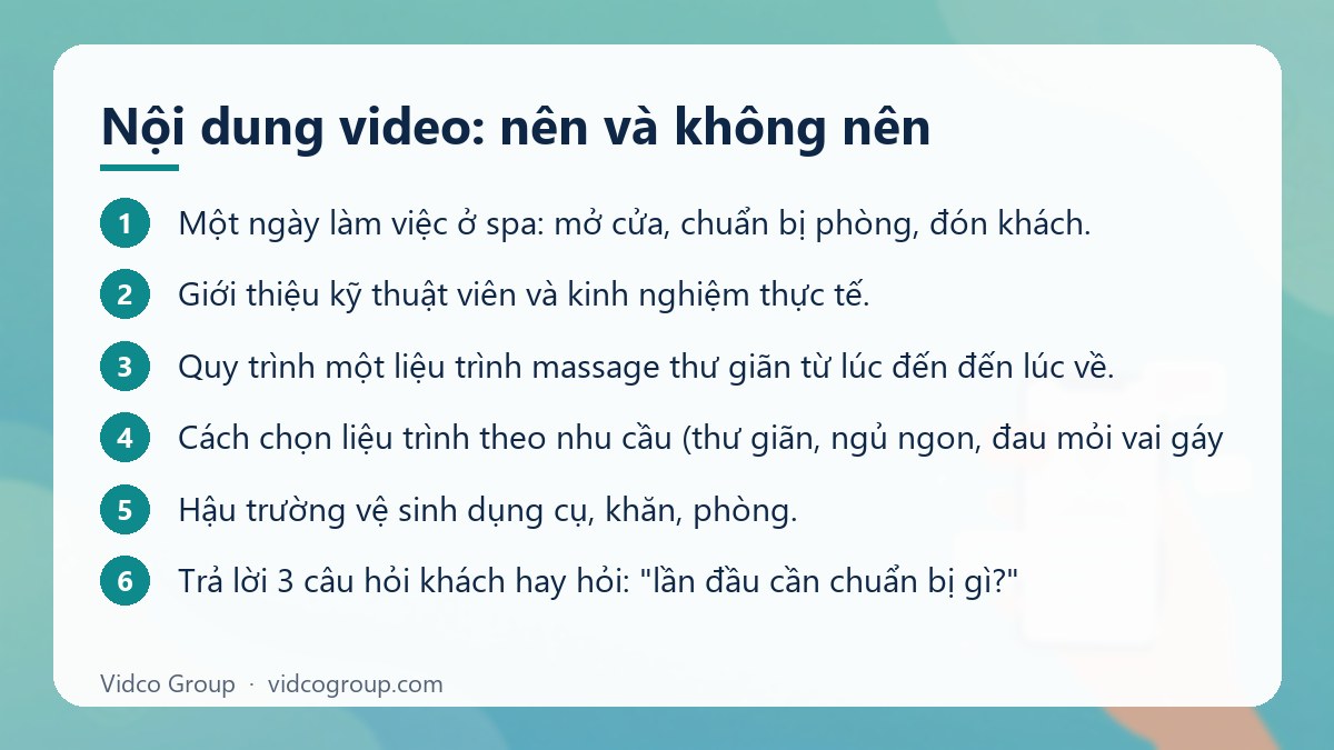 Các bước: Nội dung video: nên và không nên