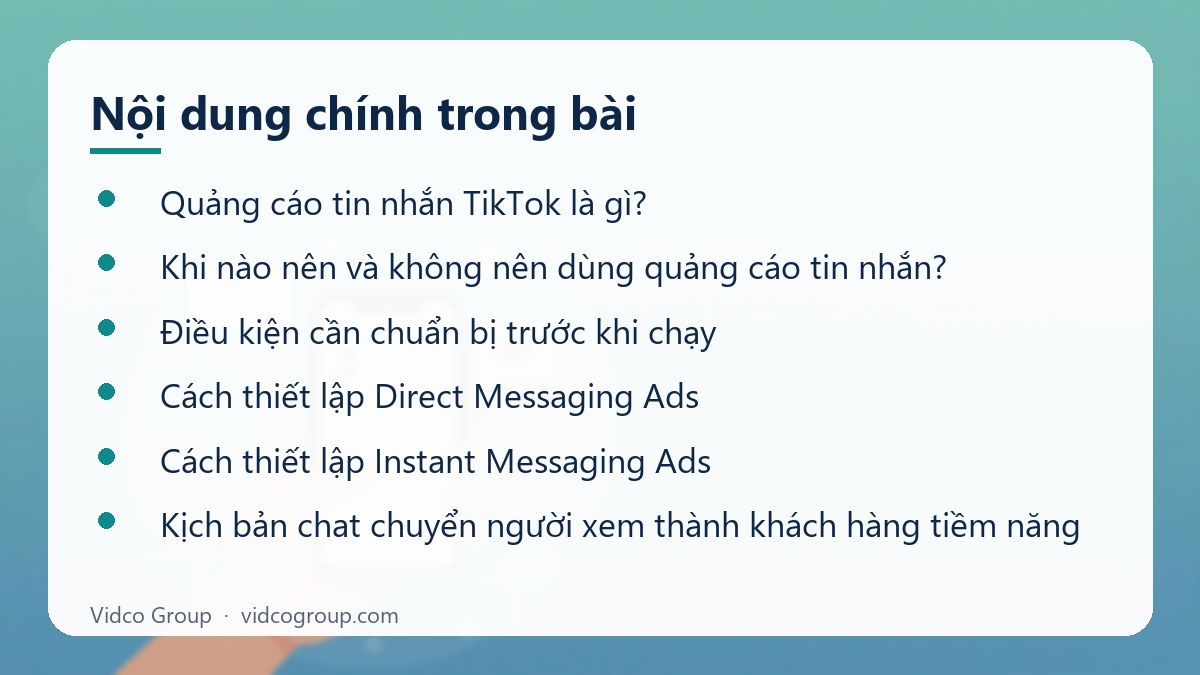 Nội dung chính: Quảng cáo tin nhắn TikTok là gì