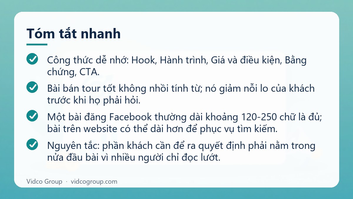 Tóm tắt nhanh: Quảng cáo tour du lịch chốt tour