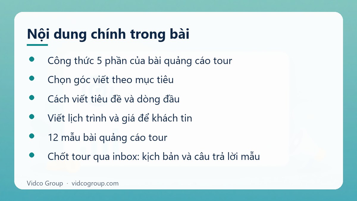 Nội dung chính: Quảng cáo tour du lịch chốt tour