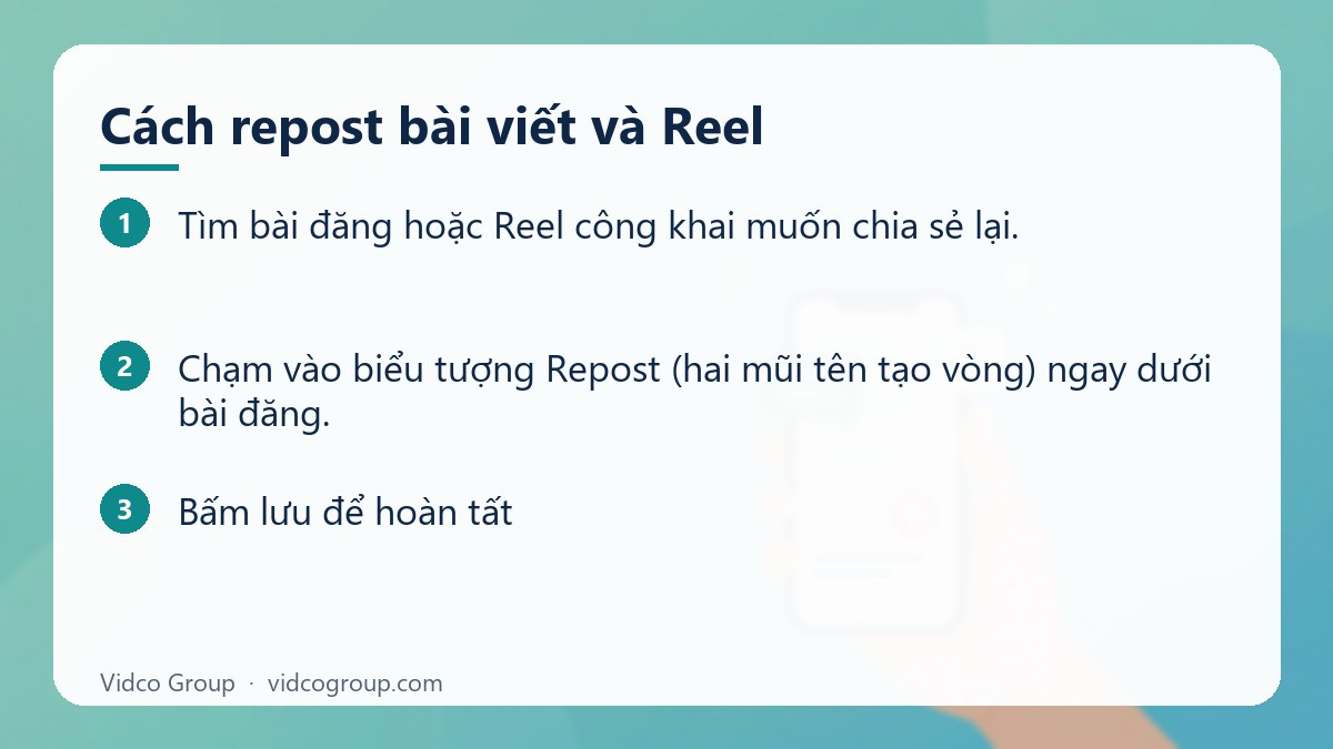 Các bước: Cách repost bài viết và Reel
