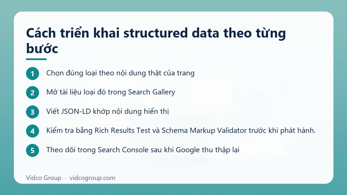 Các bước: Cách triển khai structured data theo từng bước