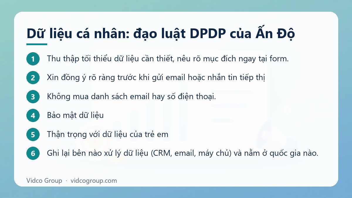 Các bước: Dữ liệu cá nhân: đạo luật DPDP của Ấn Độ