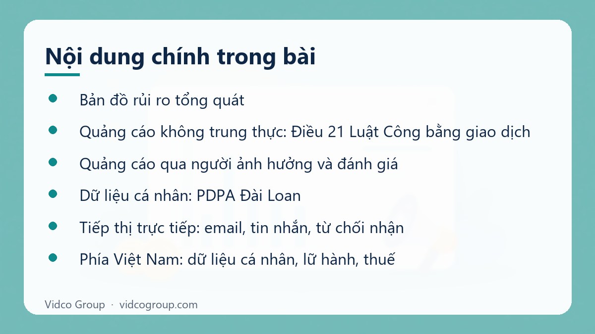 Nội dung chính: Quy định quảng cáo thị trường Đài Loan