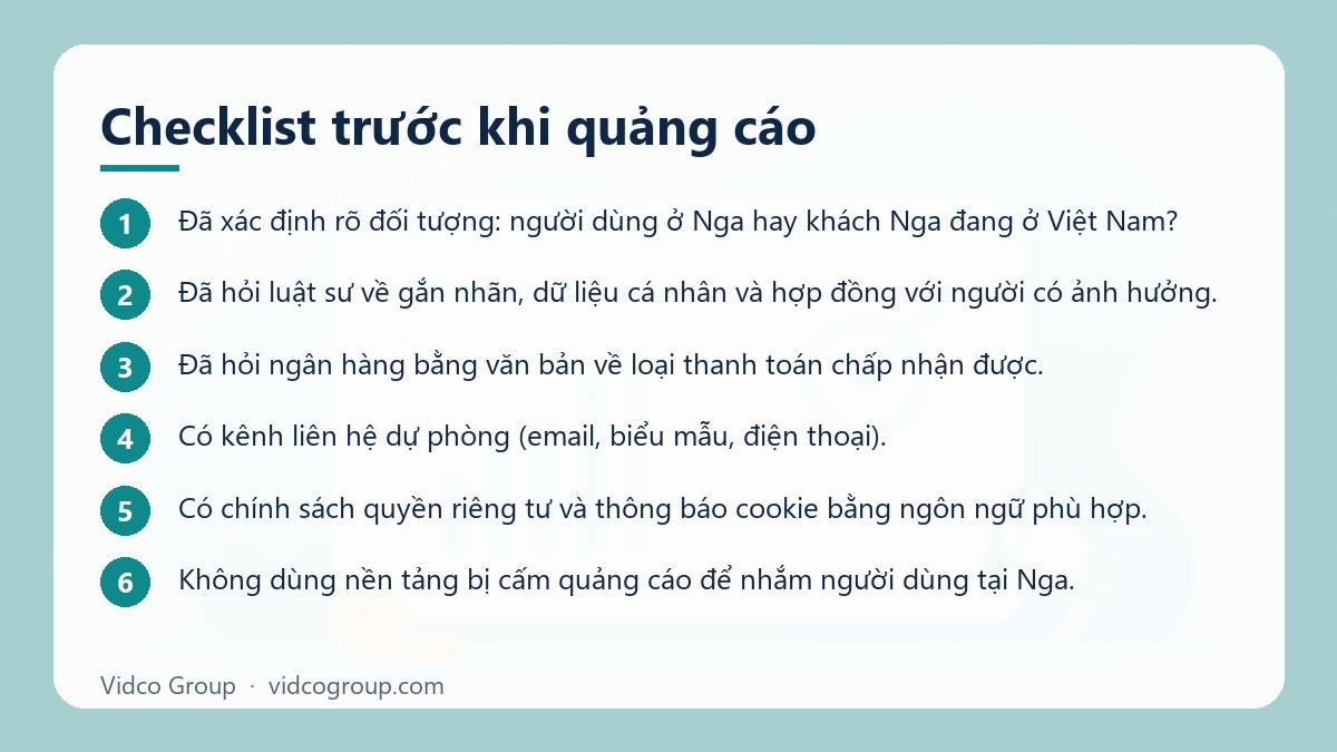 Các bước: Checklist trước khi quảng cáo