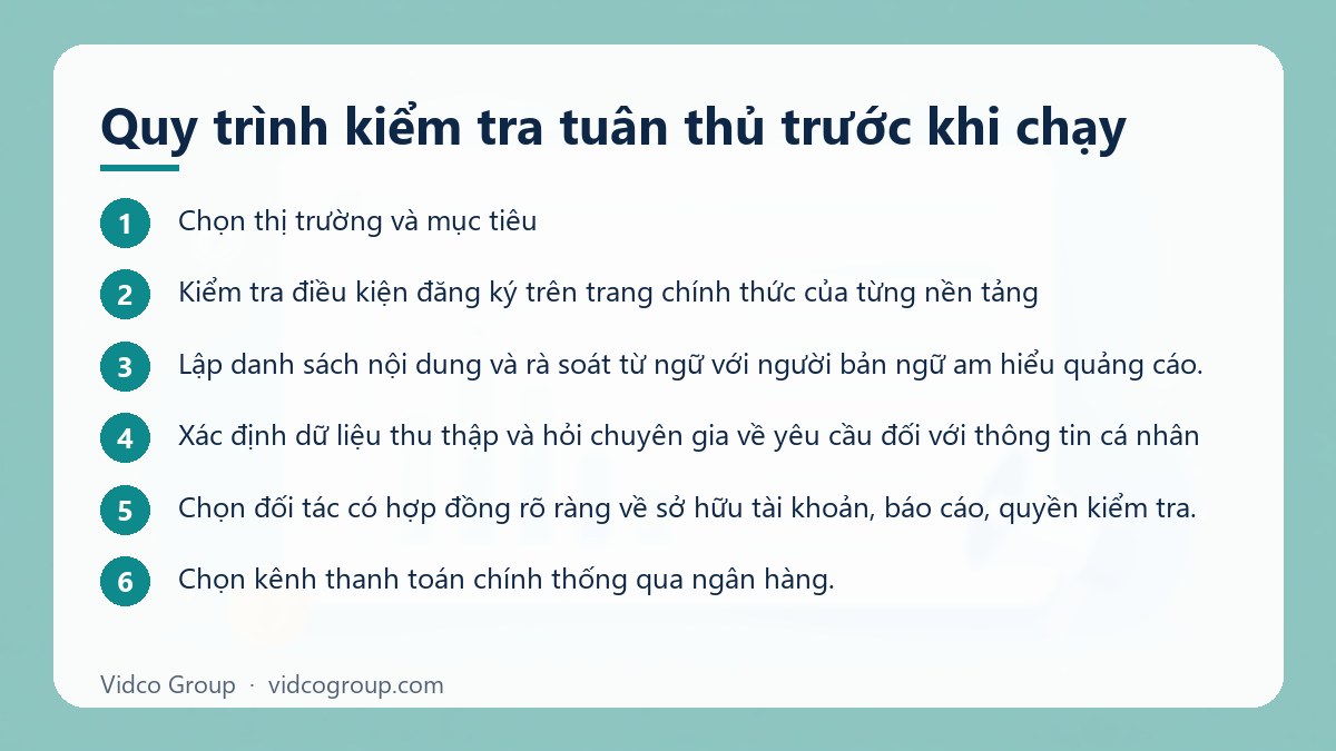 Các bước: Quy trình kiểm tra tuân thủ trước khi chạy