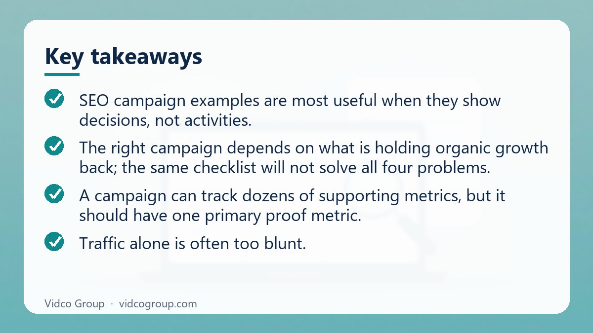 Key takeaways: SEO Campaign Examples