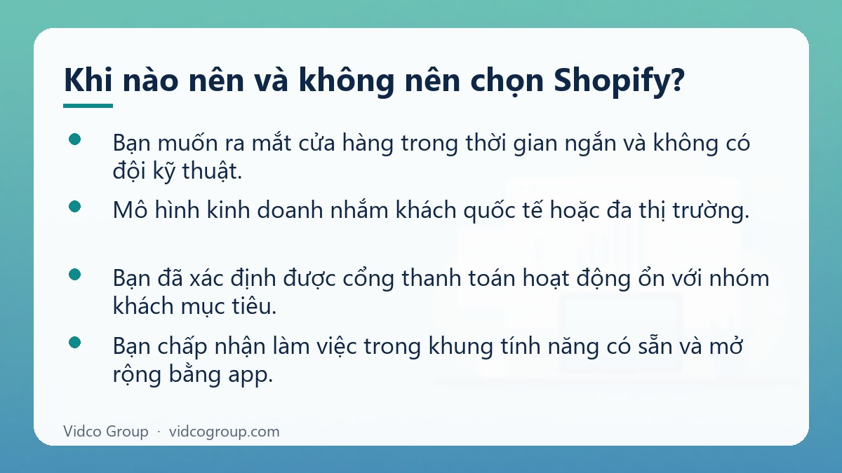 Danh sách: Khi nào nên và không nên chọn Shopify?