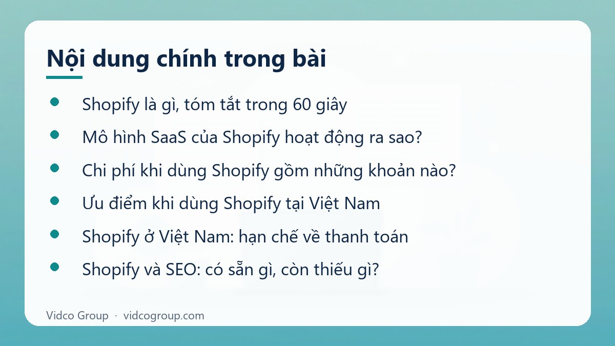 Nội dung chính: Shopify là gì