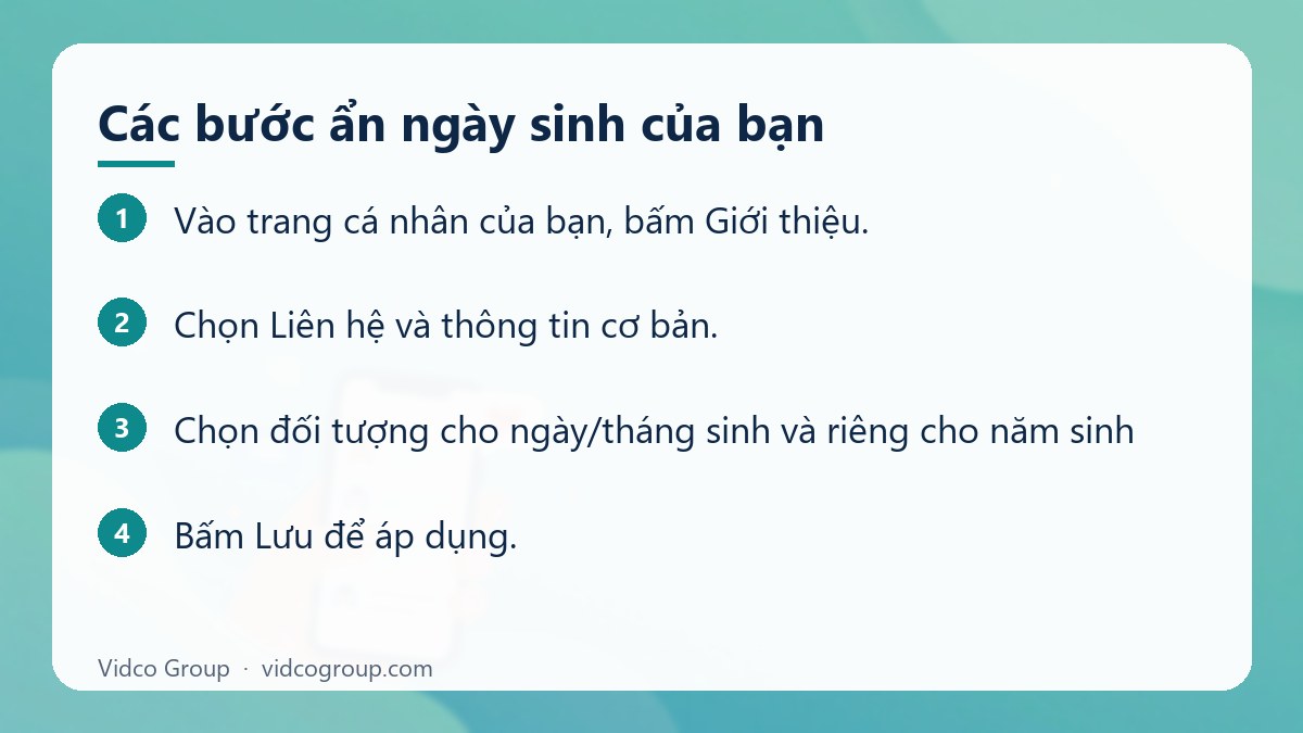 Các bước: Các bước ẩn ngày sinh của bạn