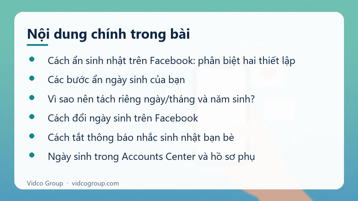 Nội dung chính: Cách ẩn sinh nhật trên Facebook và tắt thông báo