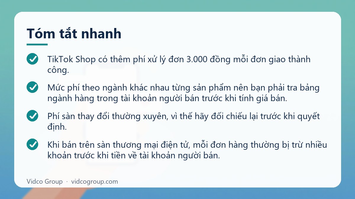 Tóm tắt nhanh: So sánh phí sàn Shopee và TikTok Shop (số liệu chính thức)
