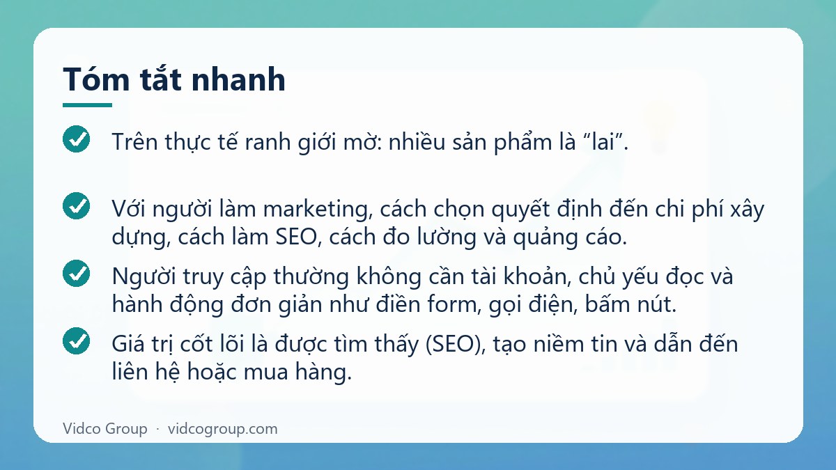 Tóm tắt nhanh: Khác nhau giữa website và web app
