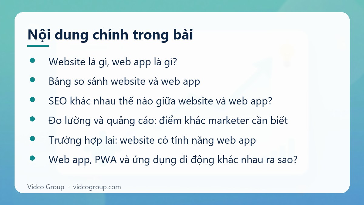 Nội dung chính: Khác nhau giữa website và web app