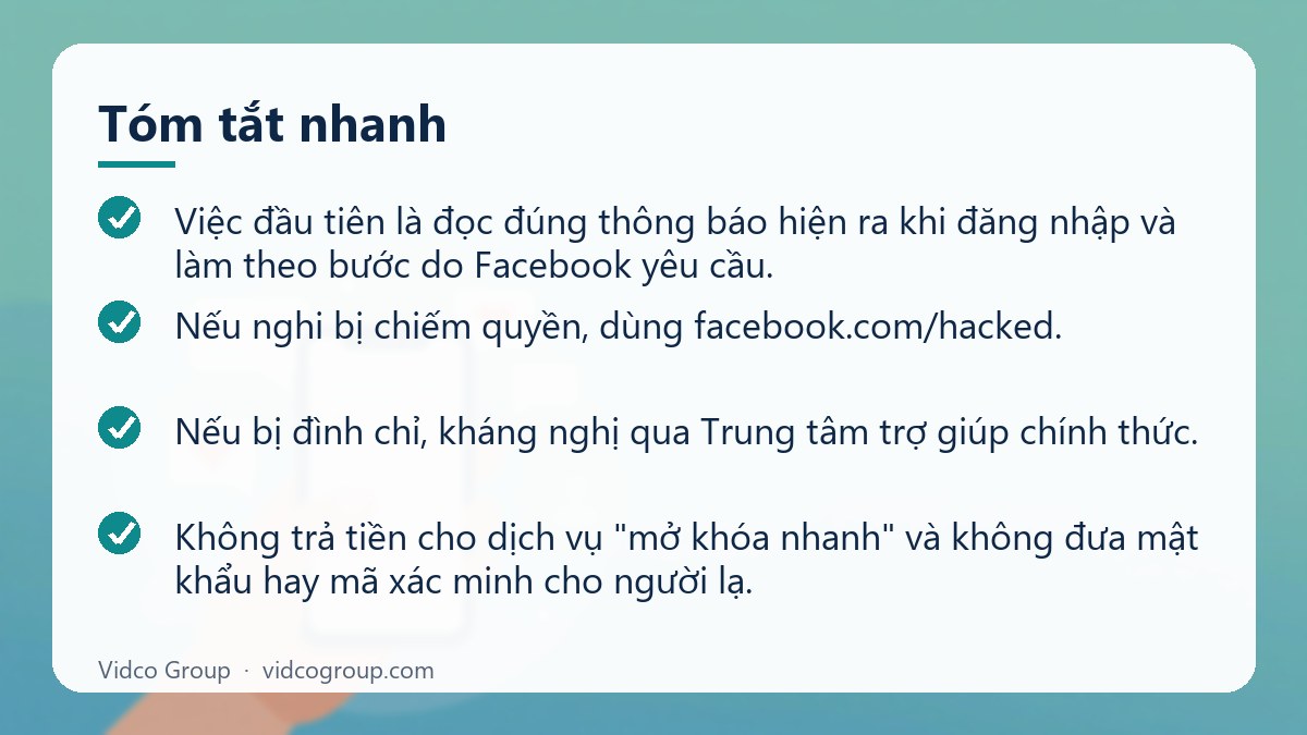 Tóm tắt nhanh: Tài khoản Facebook bị khóa