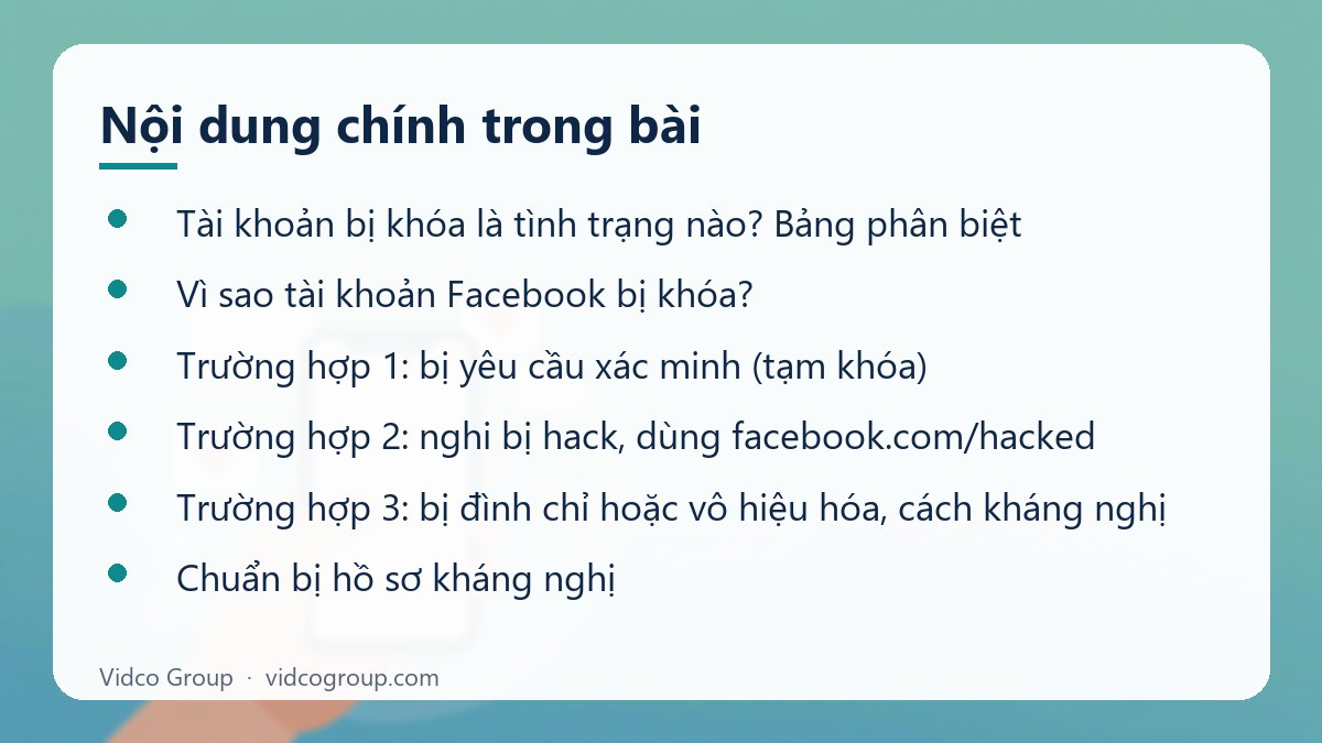 Nội dung chính: Tài khoản Facebook bị khóa
