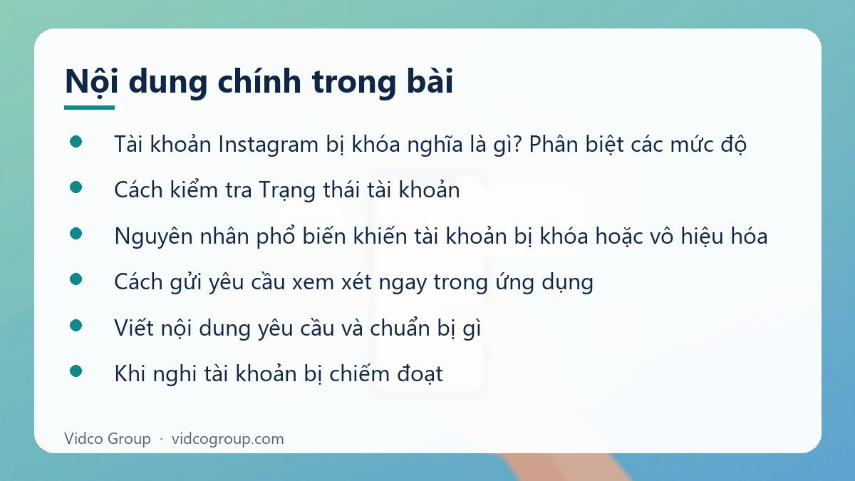 Nội dung chính: Tài khoản Instagram bị khóa