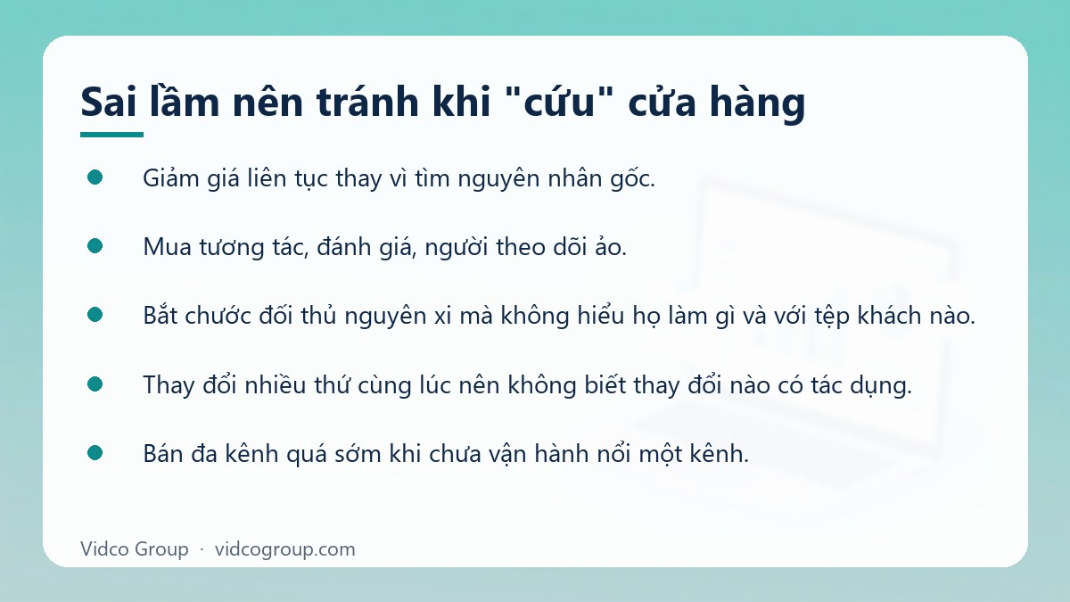 Danh sách: Sai lầm nên tránh khi "cứu" cửa hàng